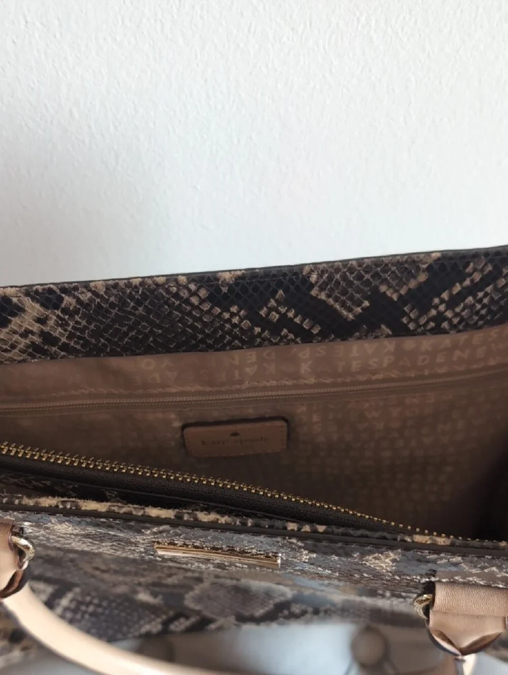 kate spade Black and Cream Snake-Print Tote